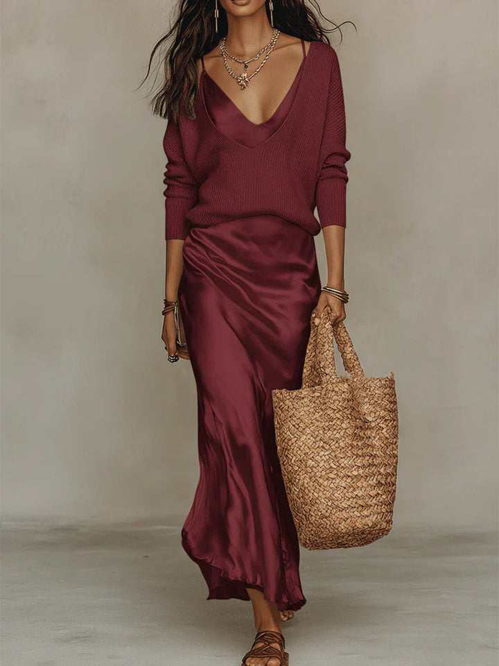 SOFIA TWO-PIECE SATIN DRESS
