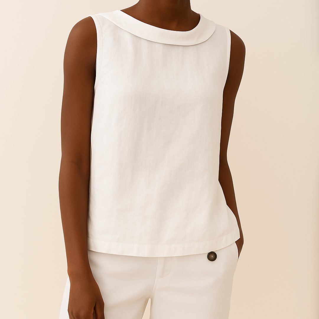 BELLA CHIC ROUNDED COLLAR TOP
