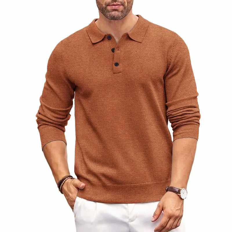 DEVIN BUTTON-UP POLO SWEATER